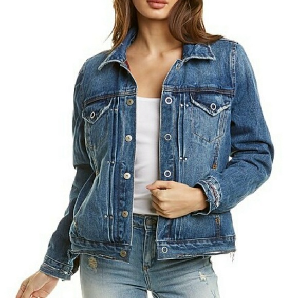 Blank NYC Reversible Denim Buffalo Check Jacket Women's Size XS NWT Red - Picture 1 of 12